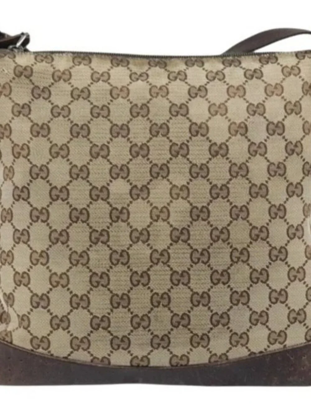 GUCCI GG Canvas Shoulder Bag Beige Silver 145857 Auth ka3527